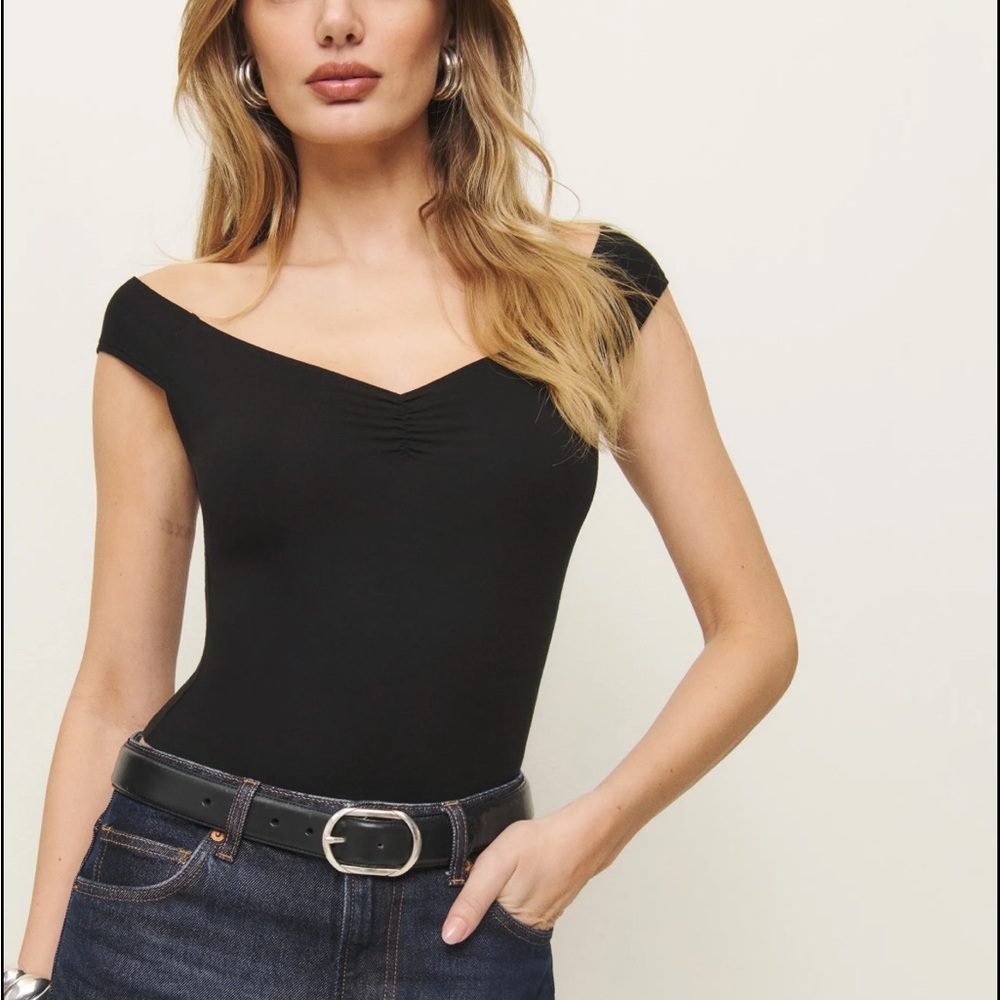 Reformation Black Off-Shoulder Top